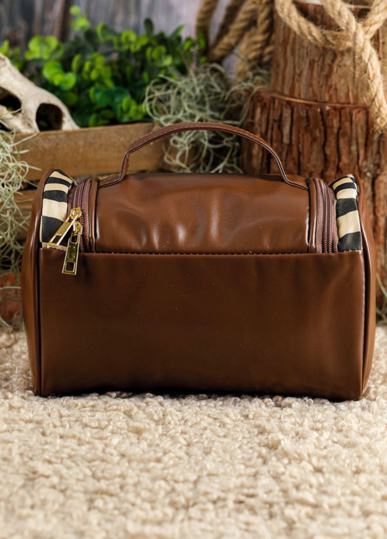 Travel Checkered zip Makeup Bag