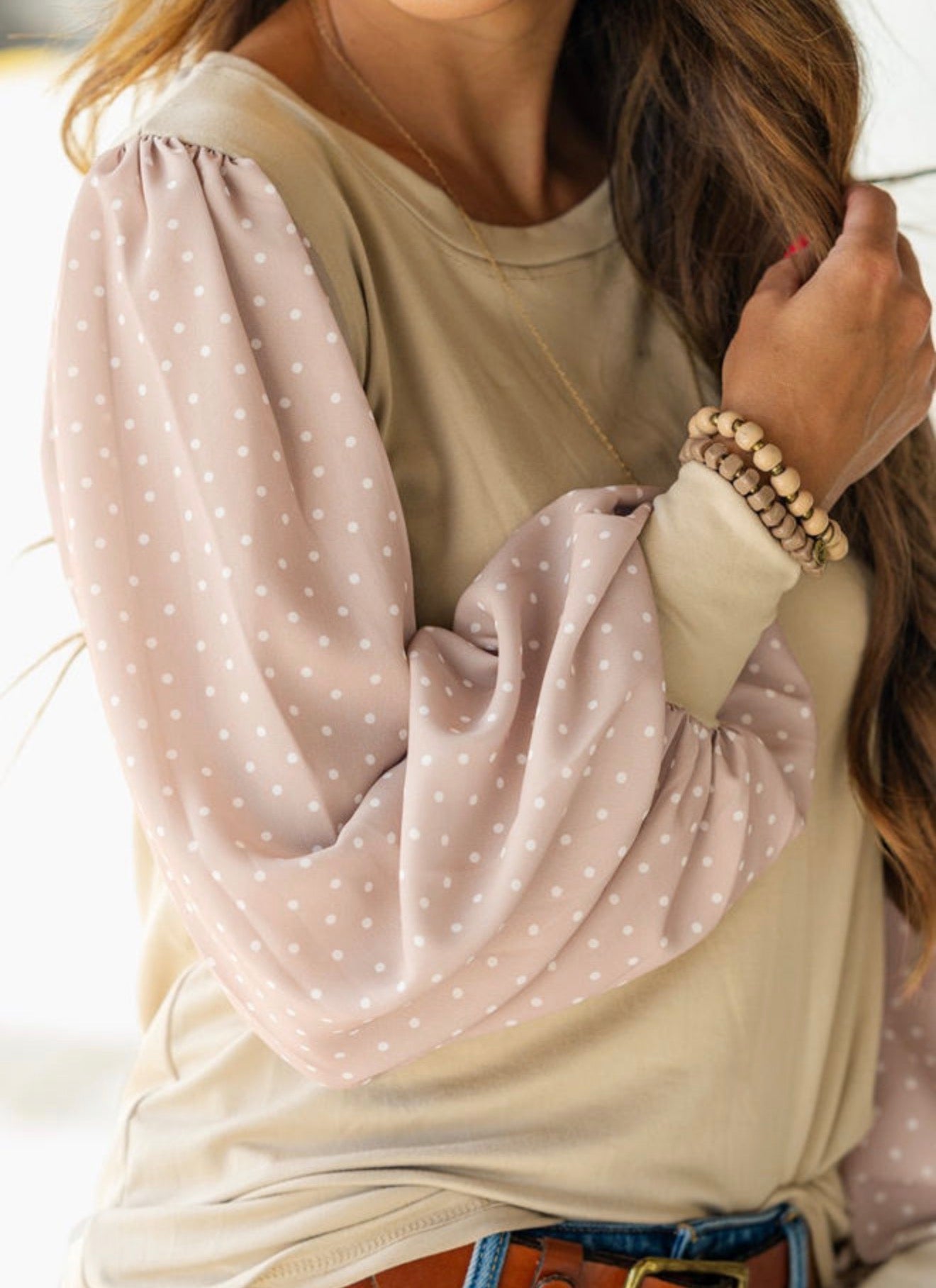 Parchment Polka Dot Long Sleeve