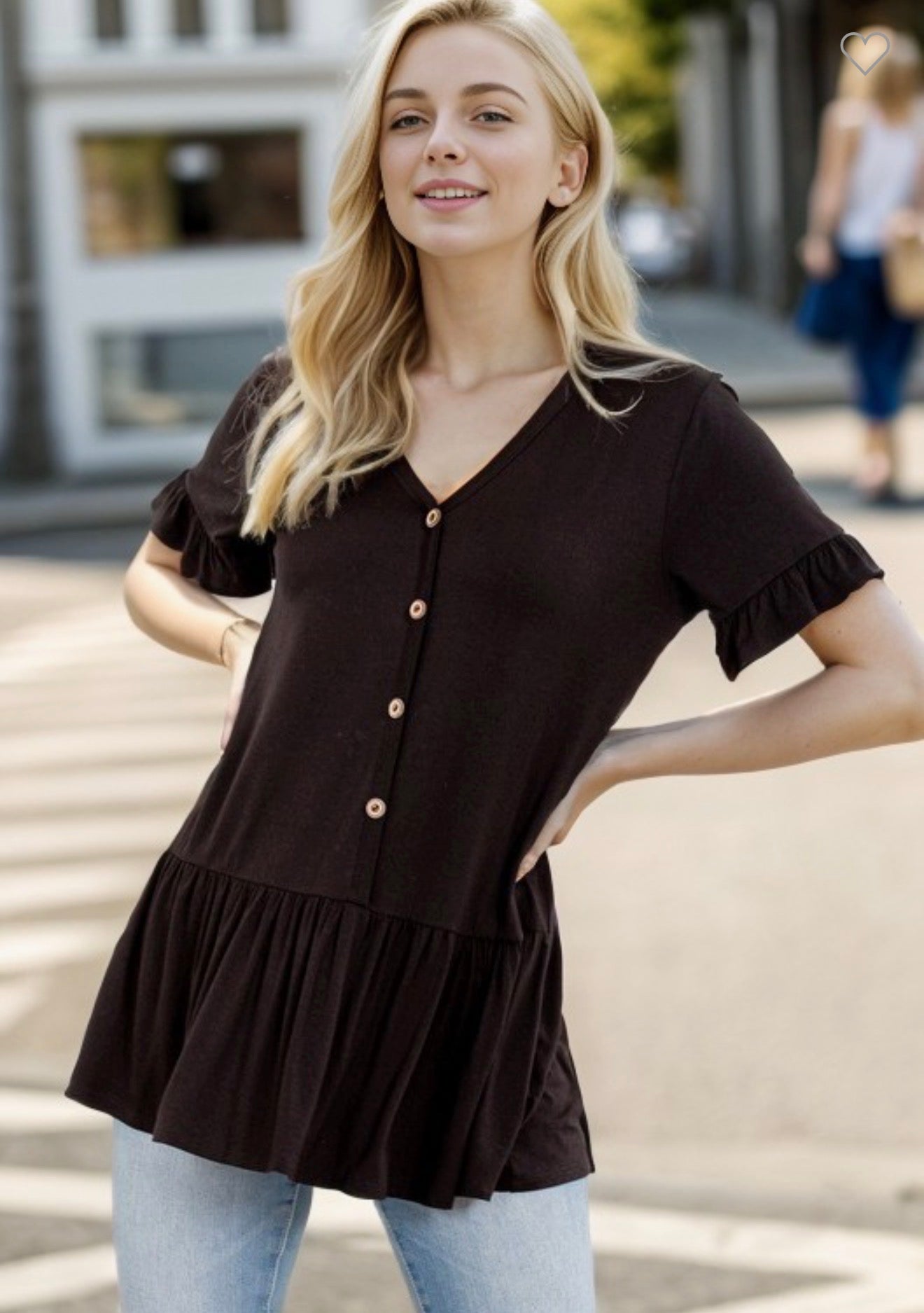 Babydoll ruffled Top with Front Button