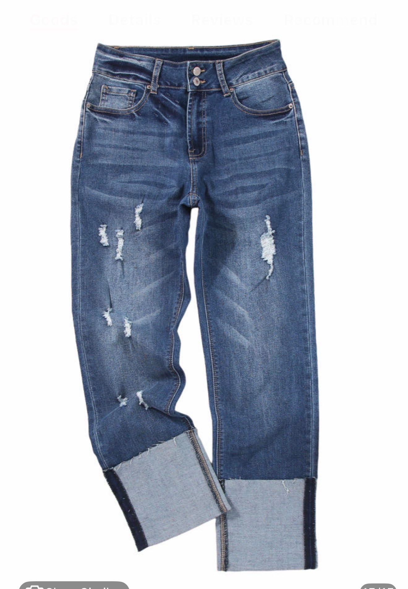 Mid Rise Distressed Straight Leg