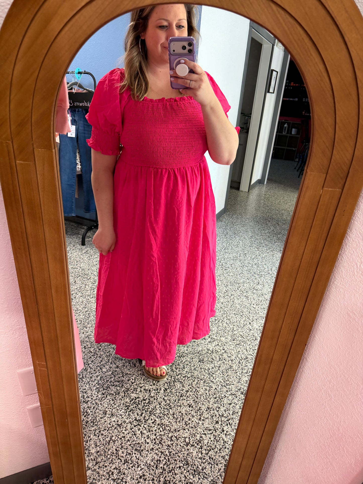 Pink Swiss Dot Dress