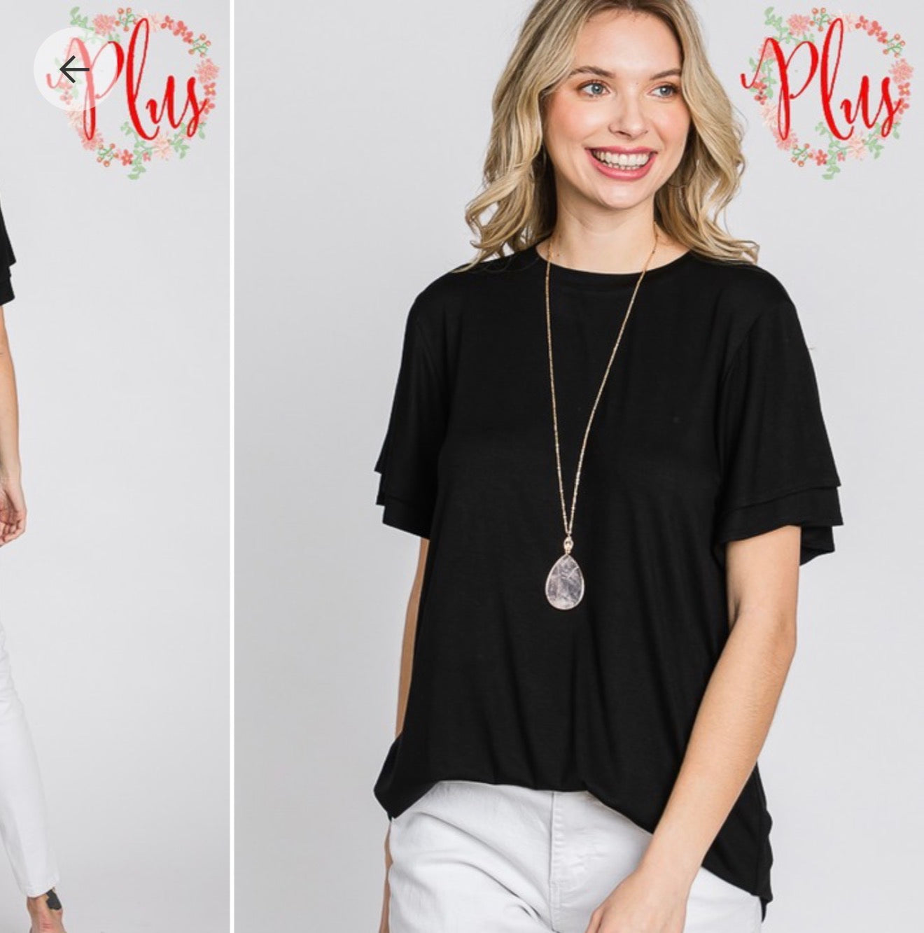 Ruffled Solid Round Neck Top