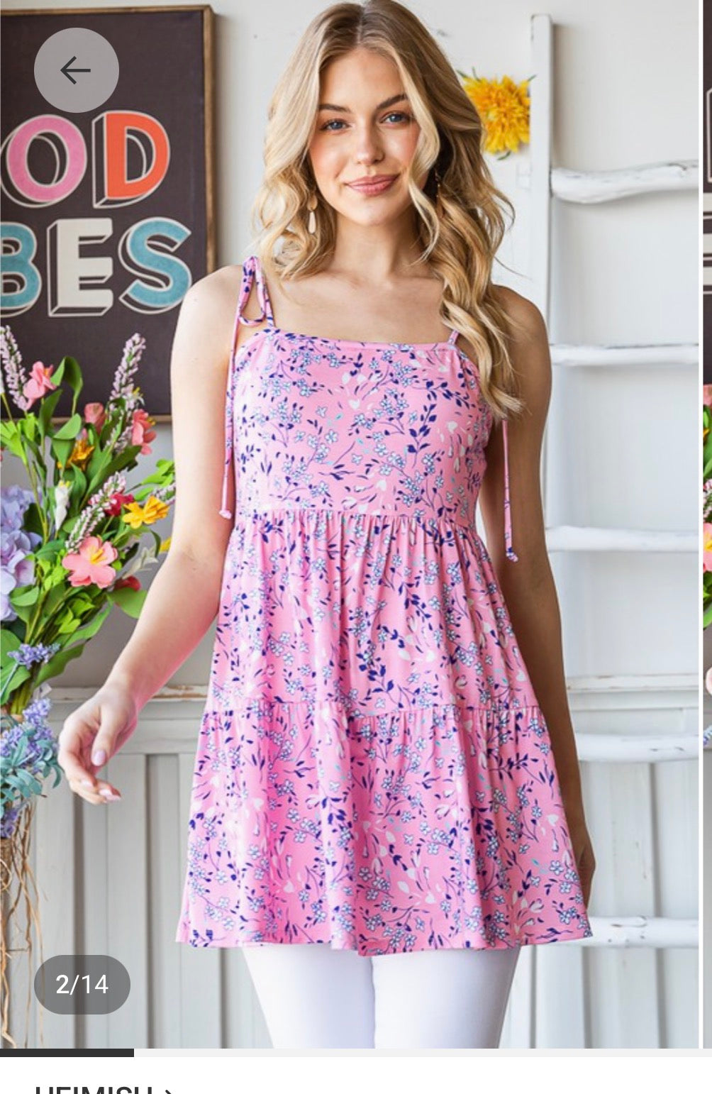 Spaghetti tie strap floral tank