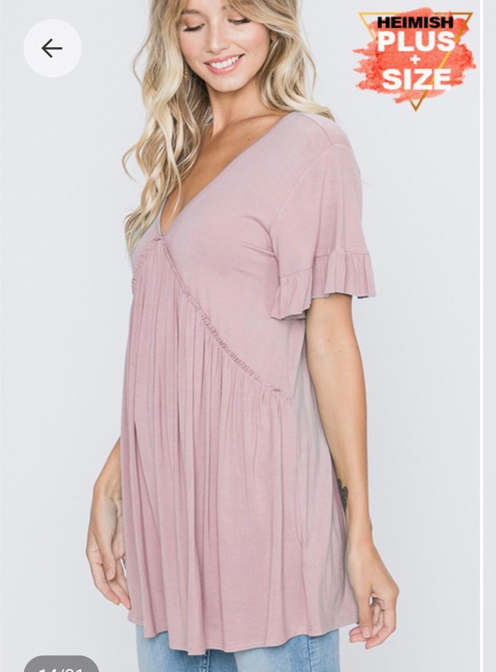 Mauve babydoll Vneck Tee