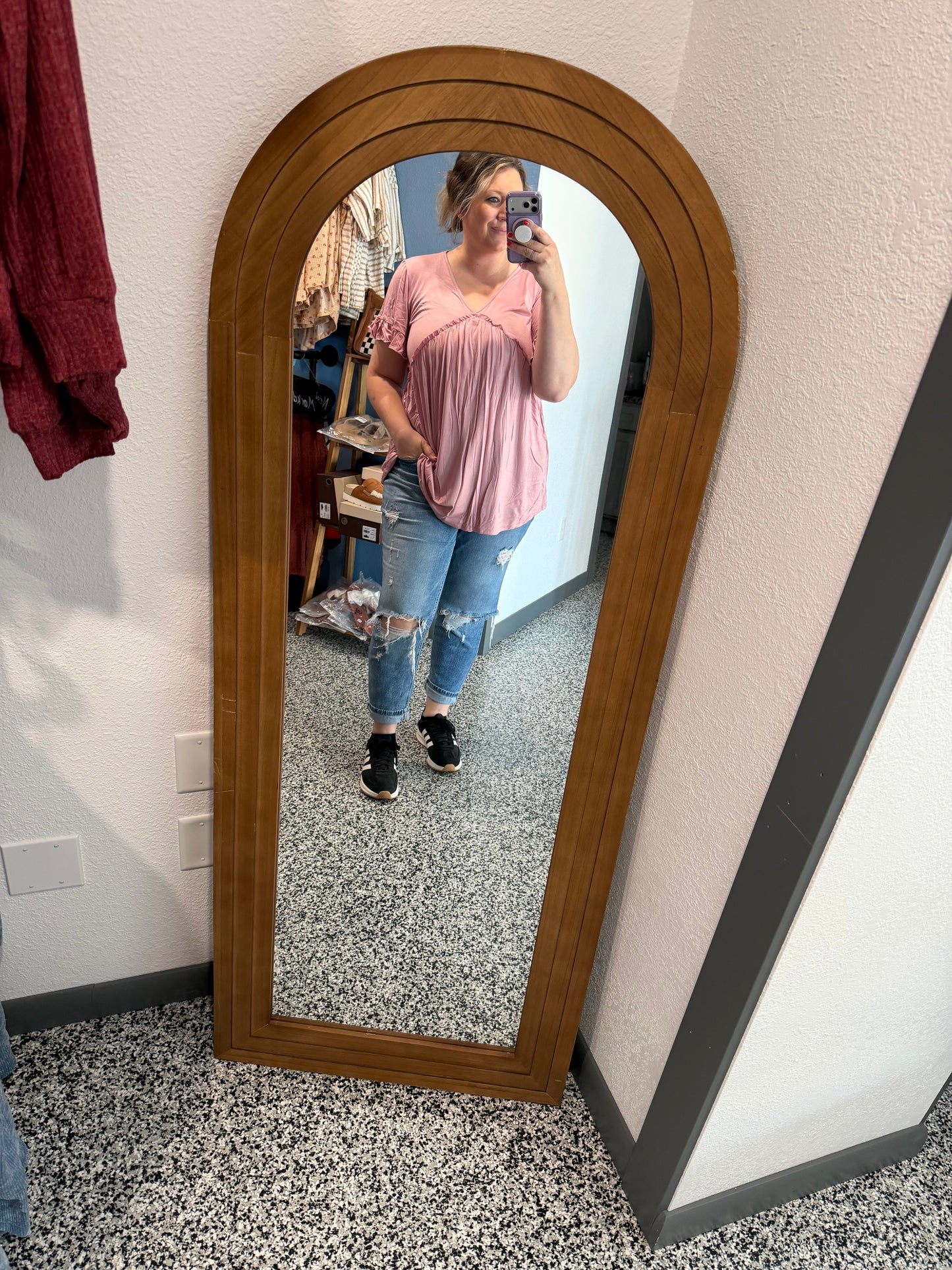 Mauve babydoll Vneck Tee