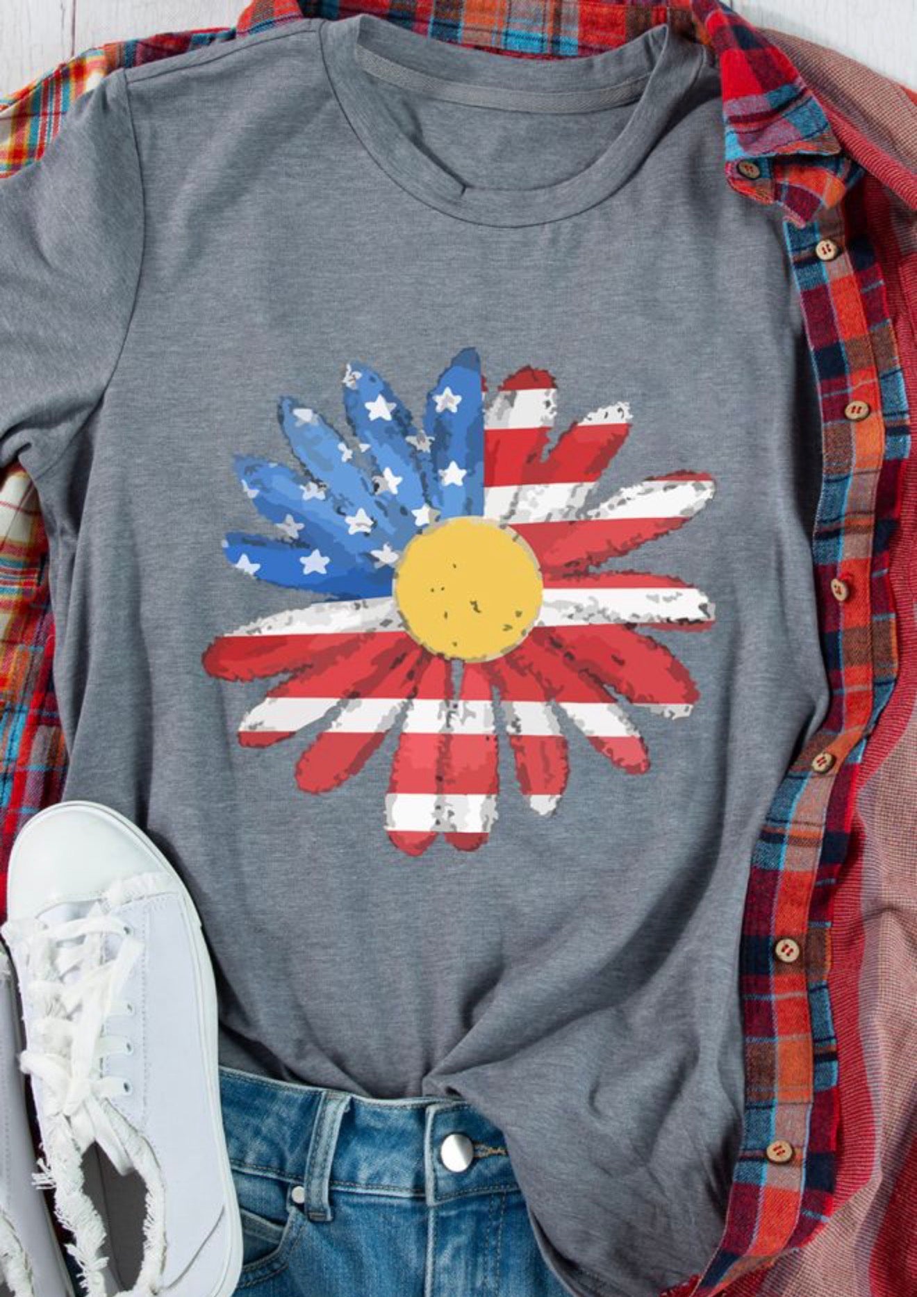 Sunflower Flag Gray Tee