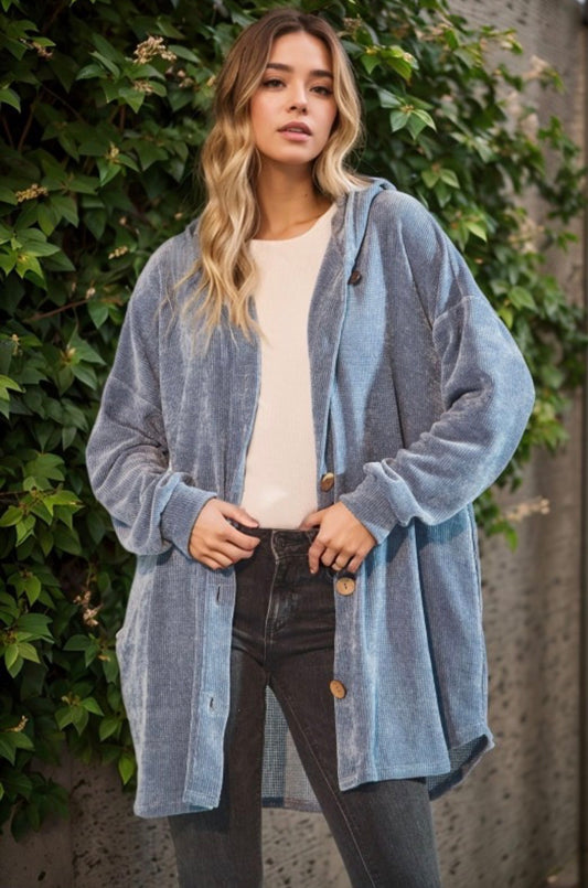 Denim color oversized hoodie