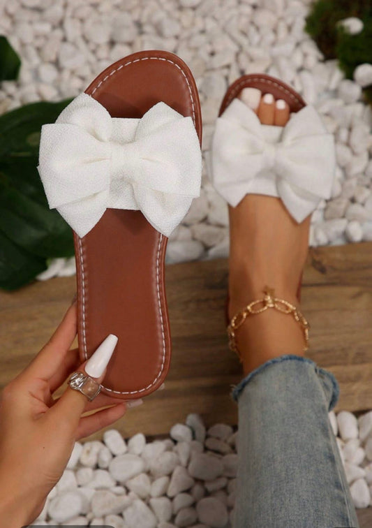 White Bow Knot Flats