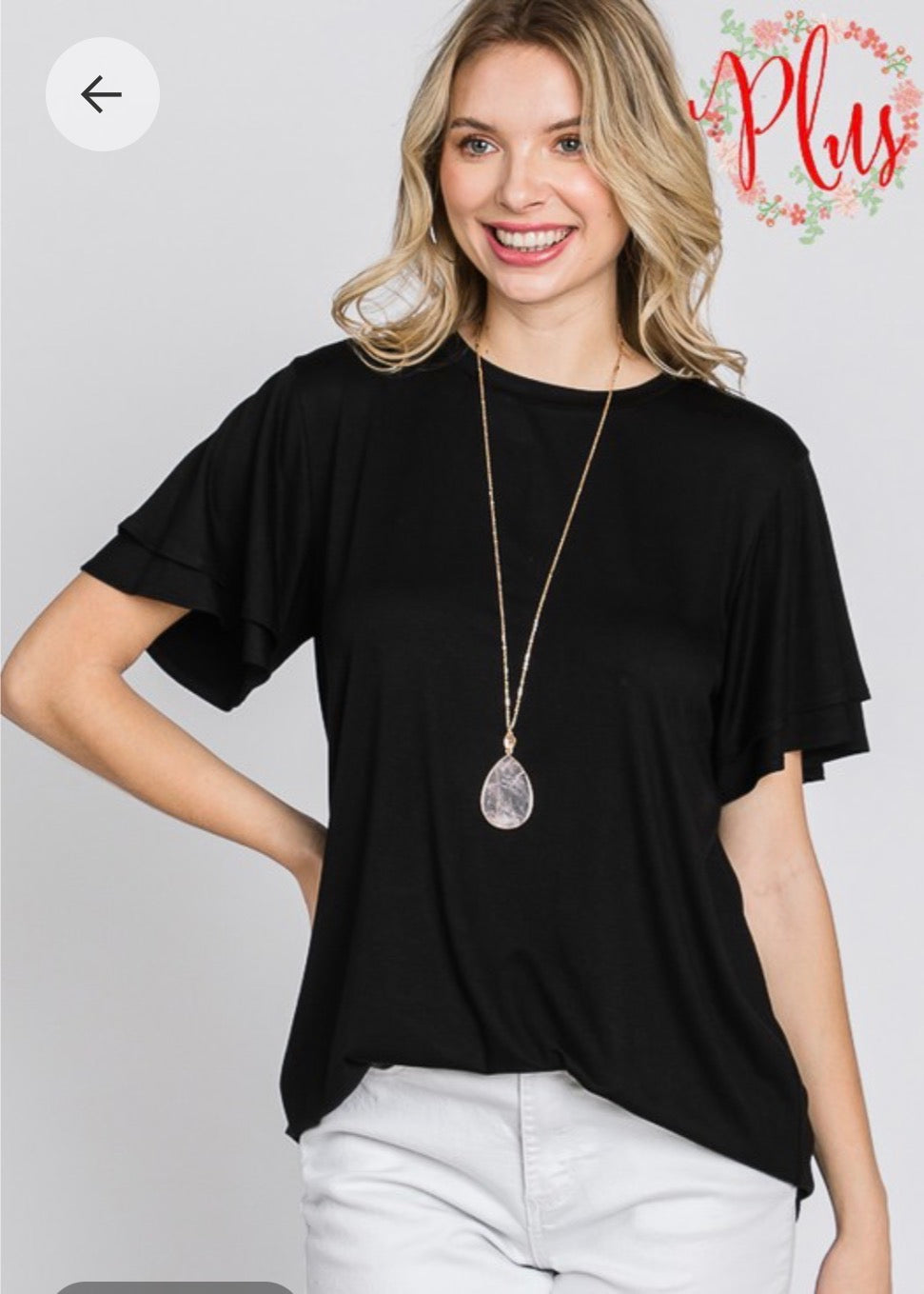 Ruffled Solid Round Neck Top
