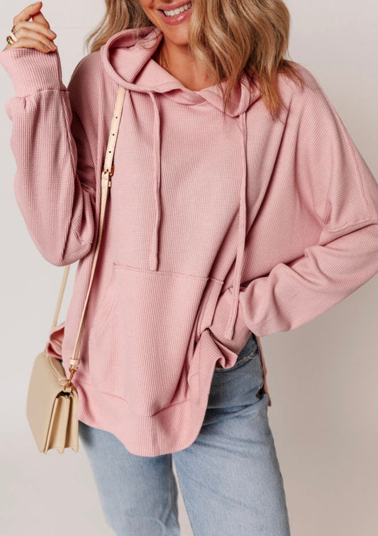 Light Pink Waffle Knit oversized Hoodie