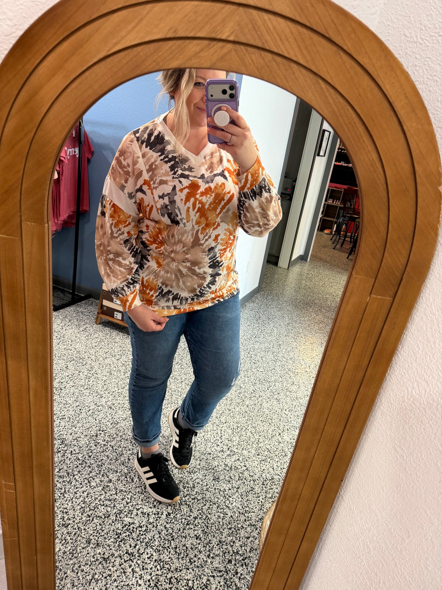 Multicolor tie dye V Neck Sweatshirt