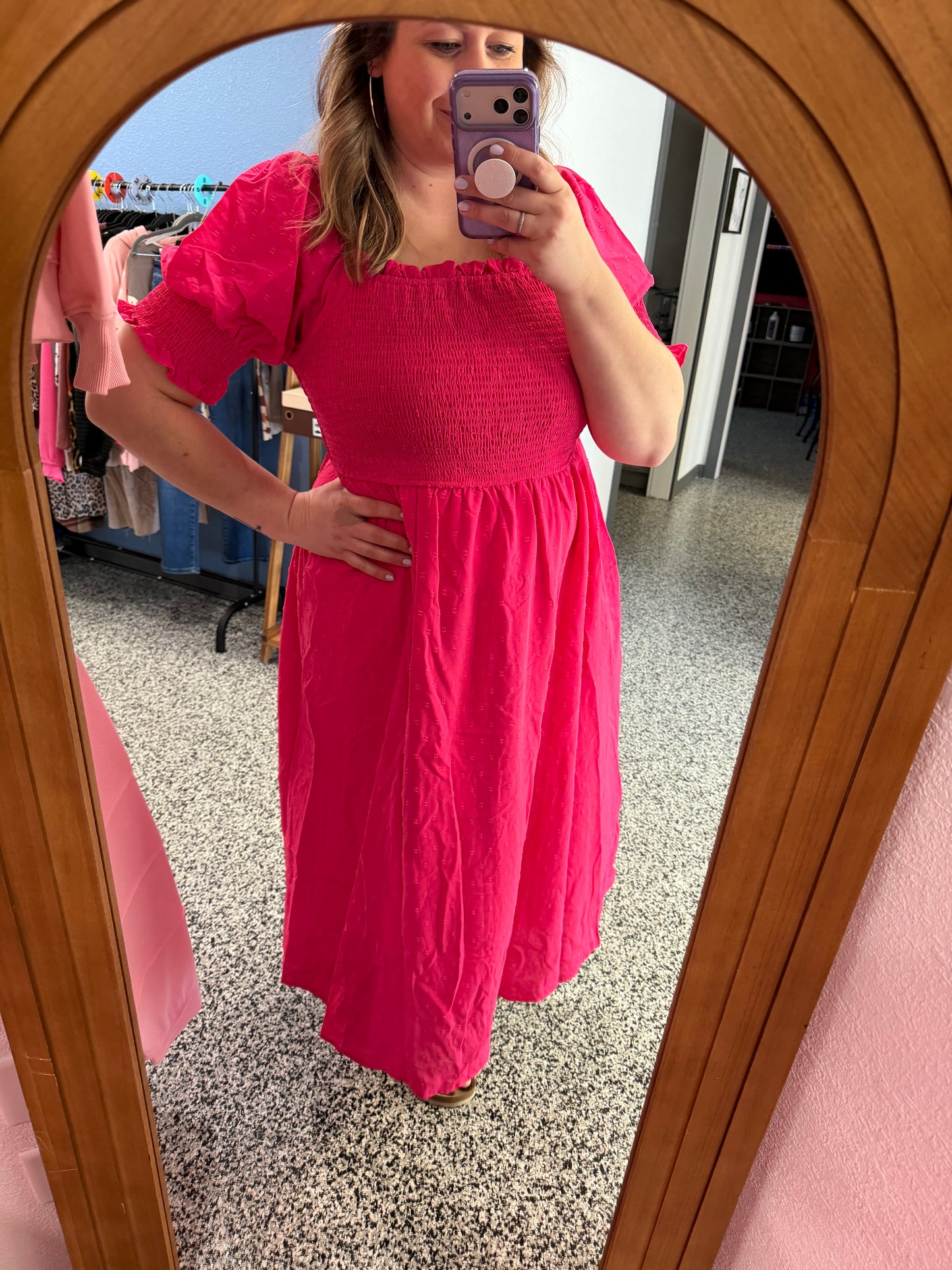 Pink Swiss Dot Dress