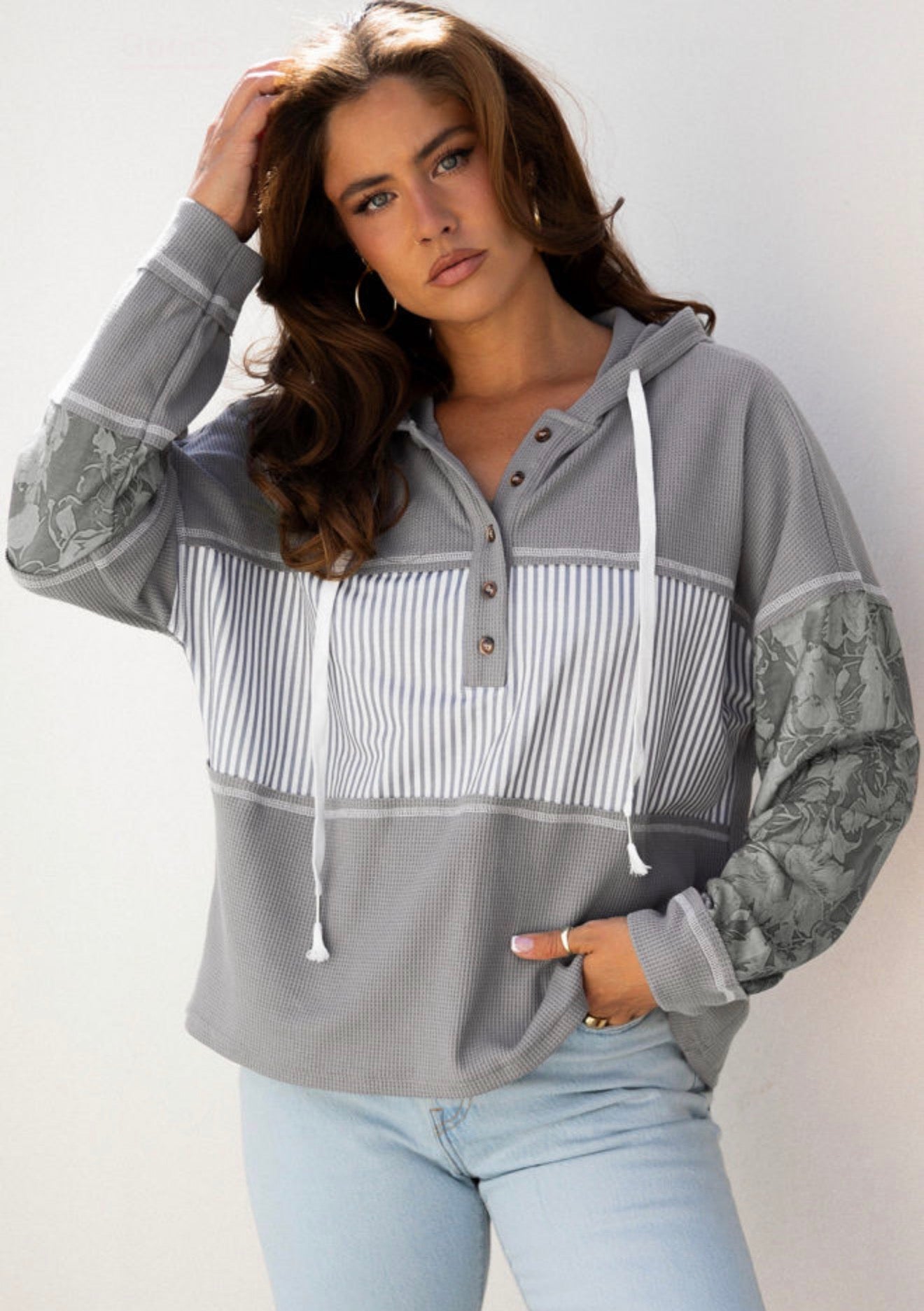 Gray Button Sleeve Detail