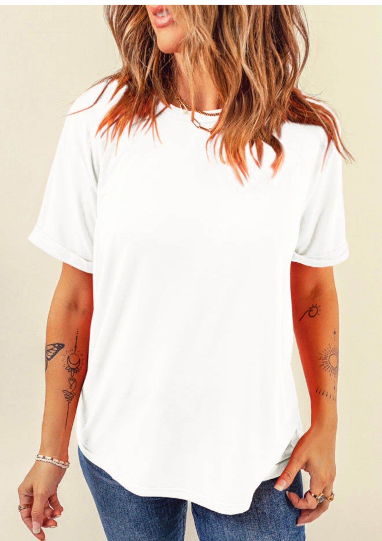 Solid Casual Crew Neck Tee