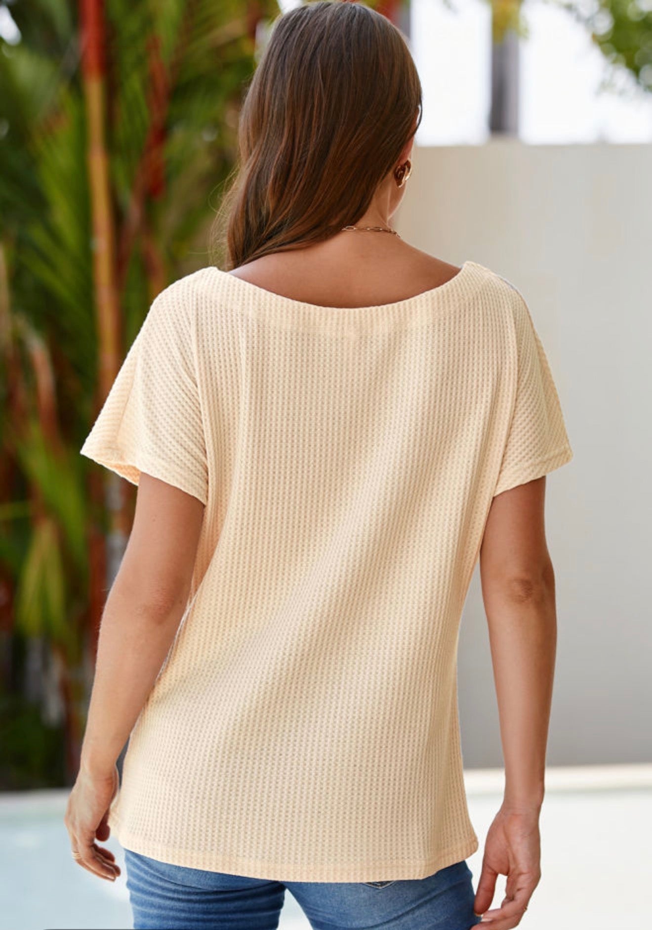 Waffle Knit Beige Top