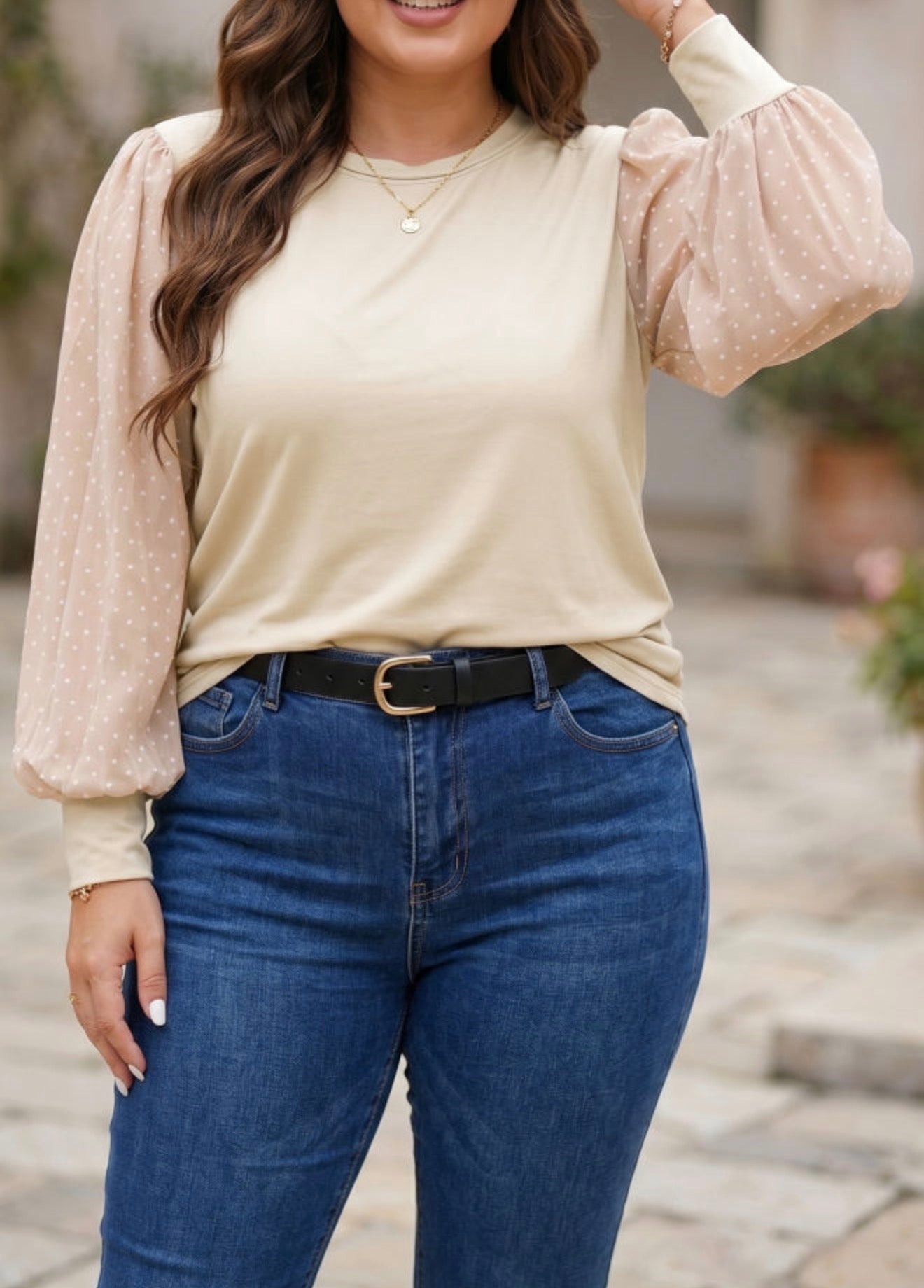 Parchment Polka Dot Long Sleeve