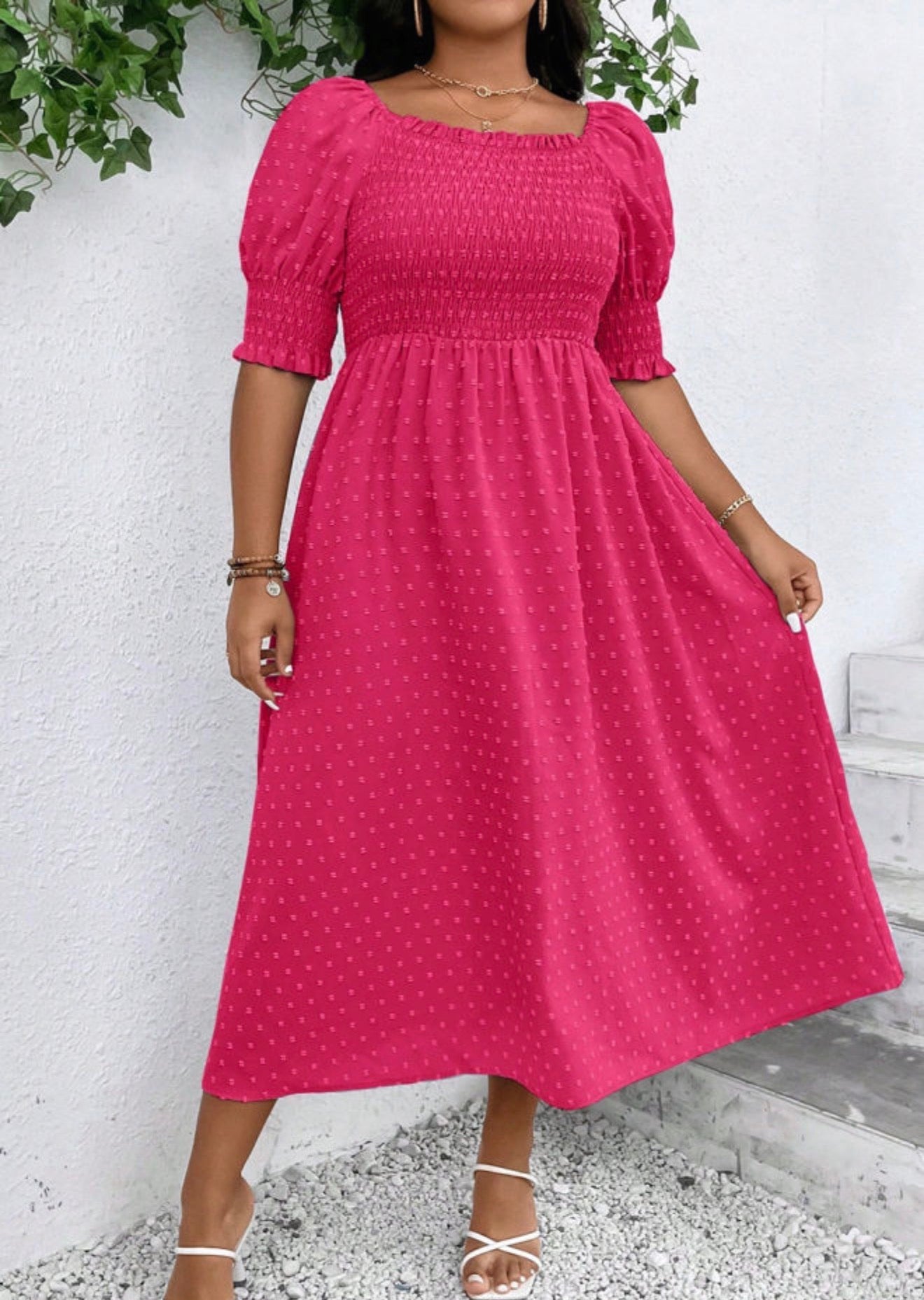 Pink Swiss Dot Dress