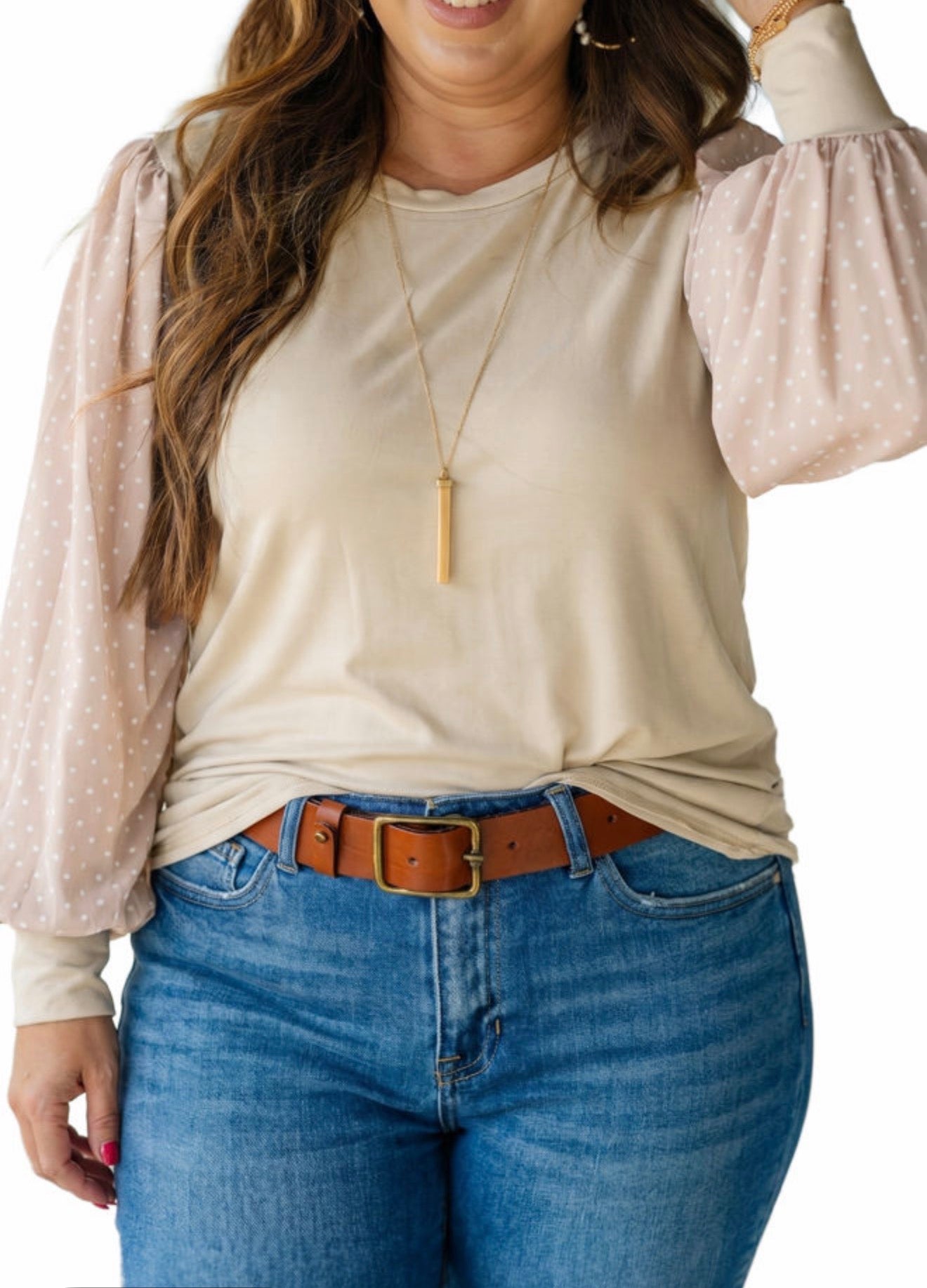 Parchment Polka Dot Long Sleeve