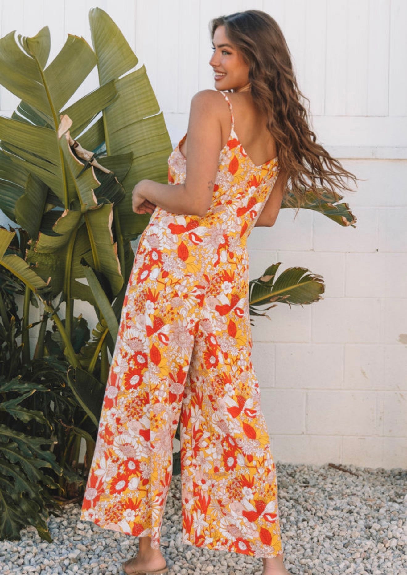 Floral V Neck sleeveless Jumpsuit