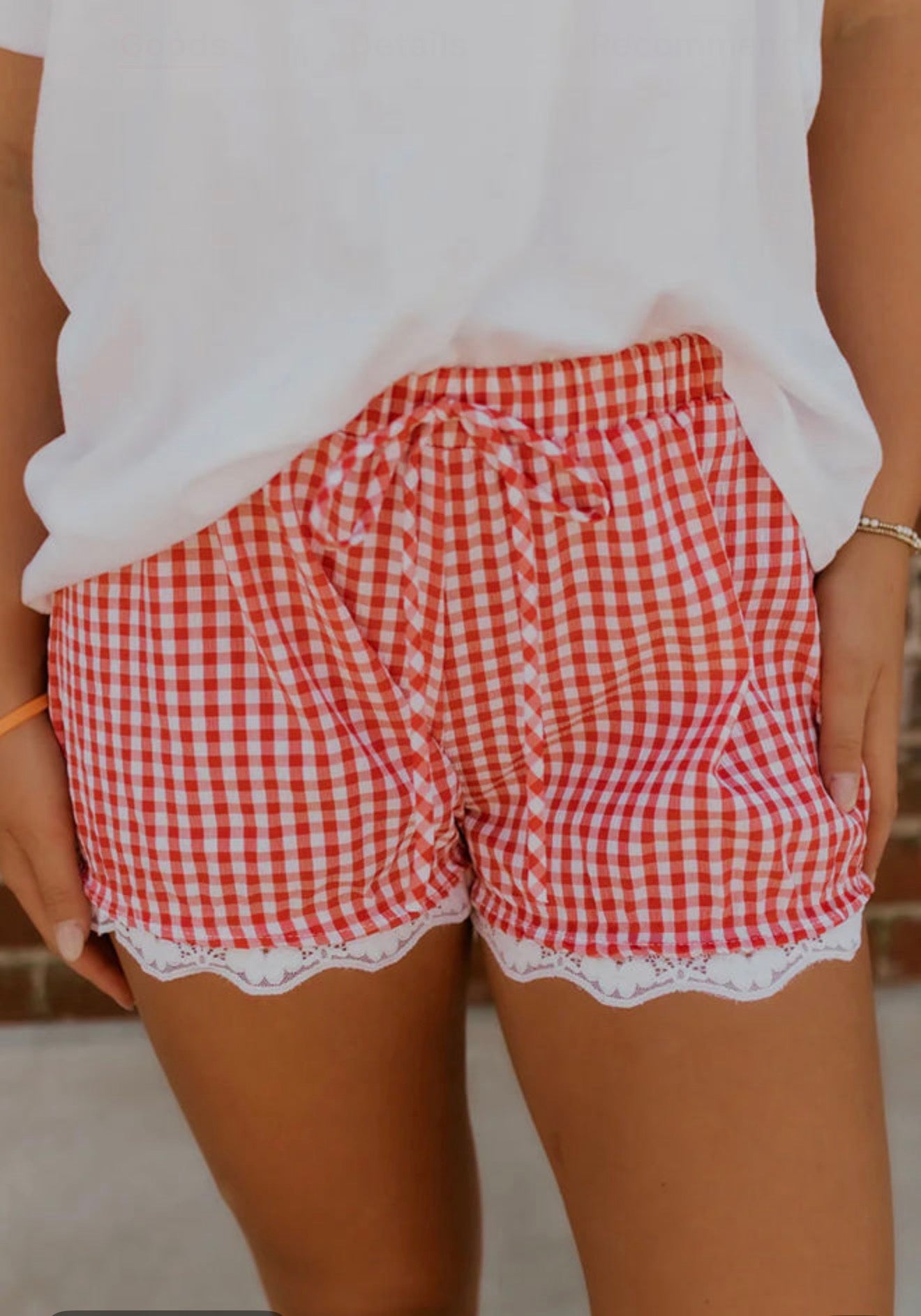 Plaid tie Elastic Lace Short