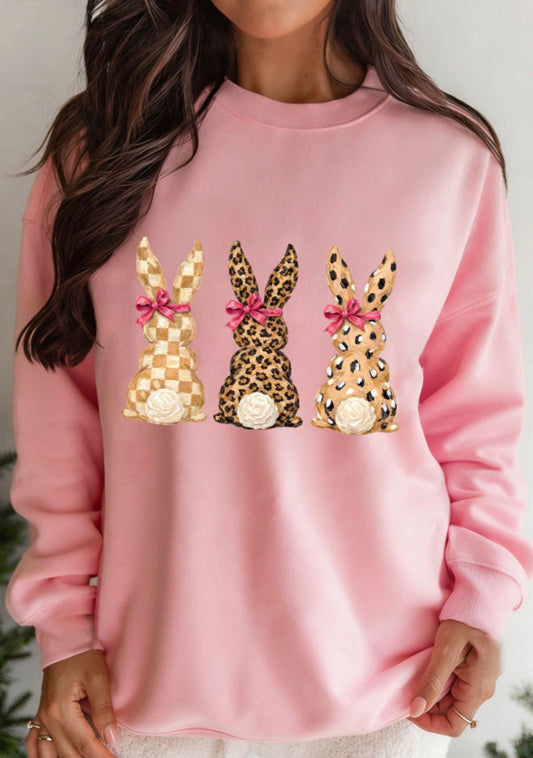 Pink checkered leopard Easter Bunny sweatshirt