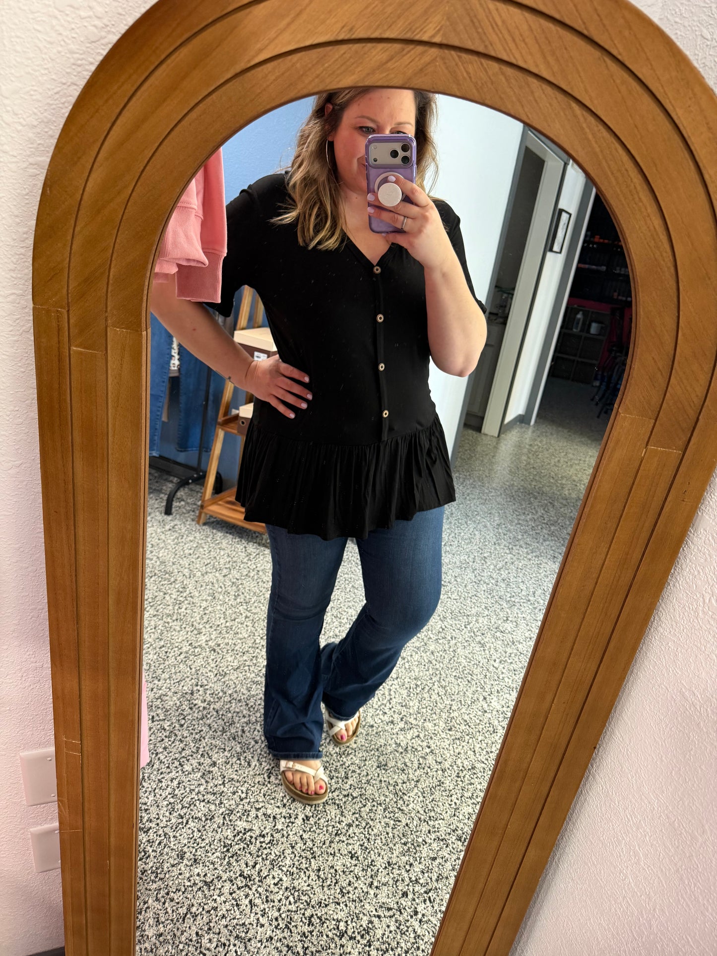 Babydoll ruffled Top with Front Button