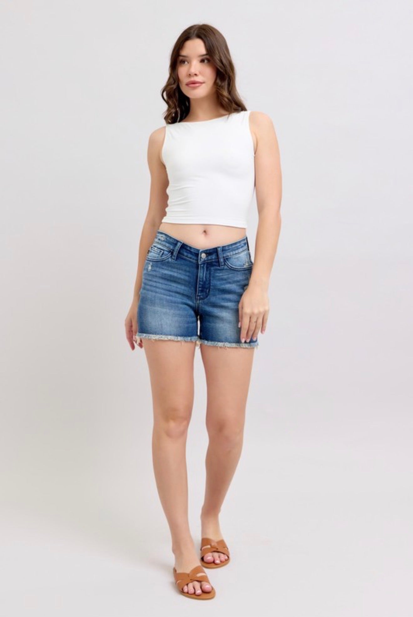 Judy blue long cut off Dad shorts