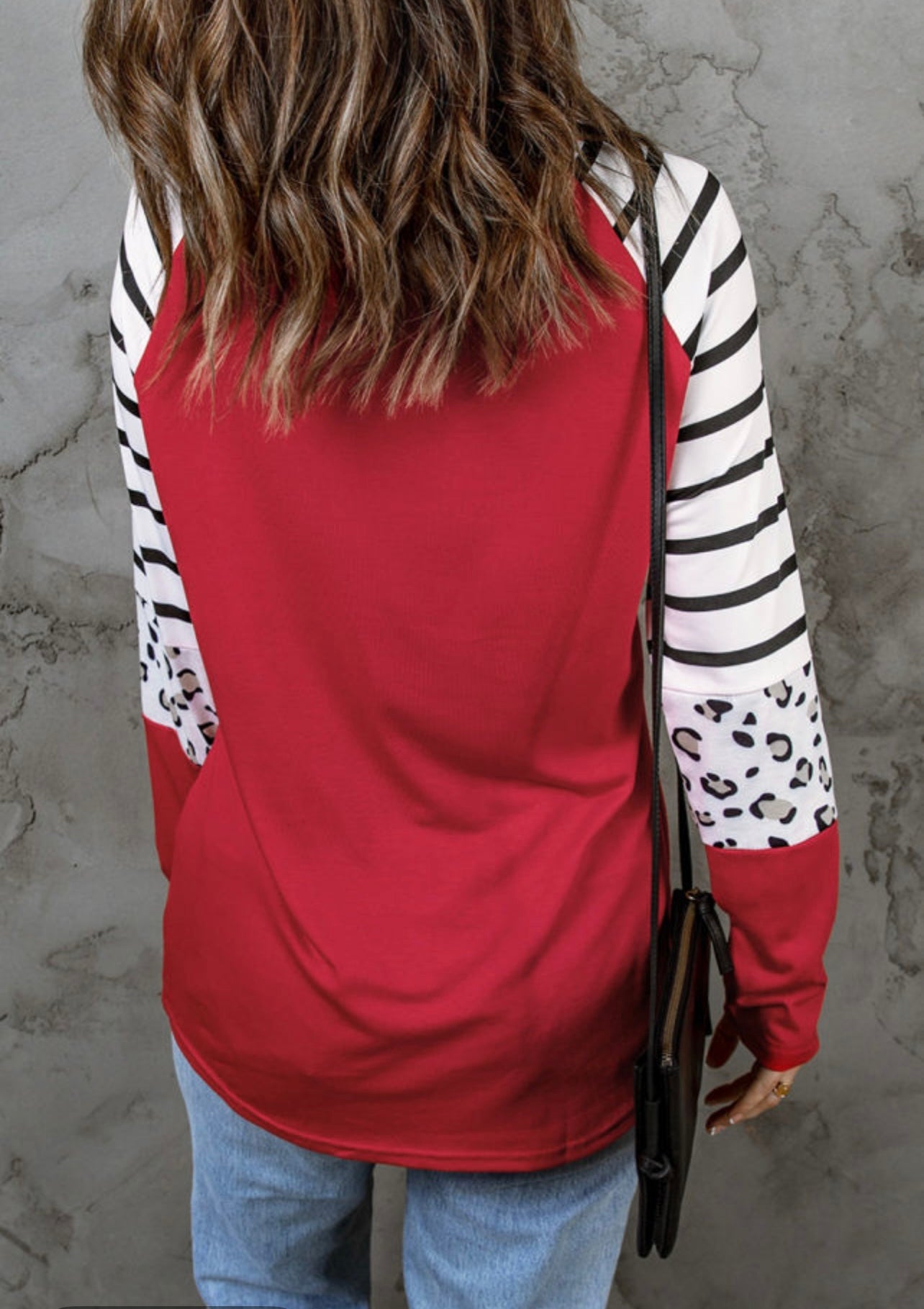 Red Stripped Color Block Long Sleeve