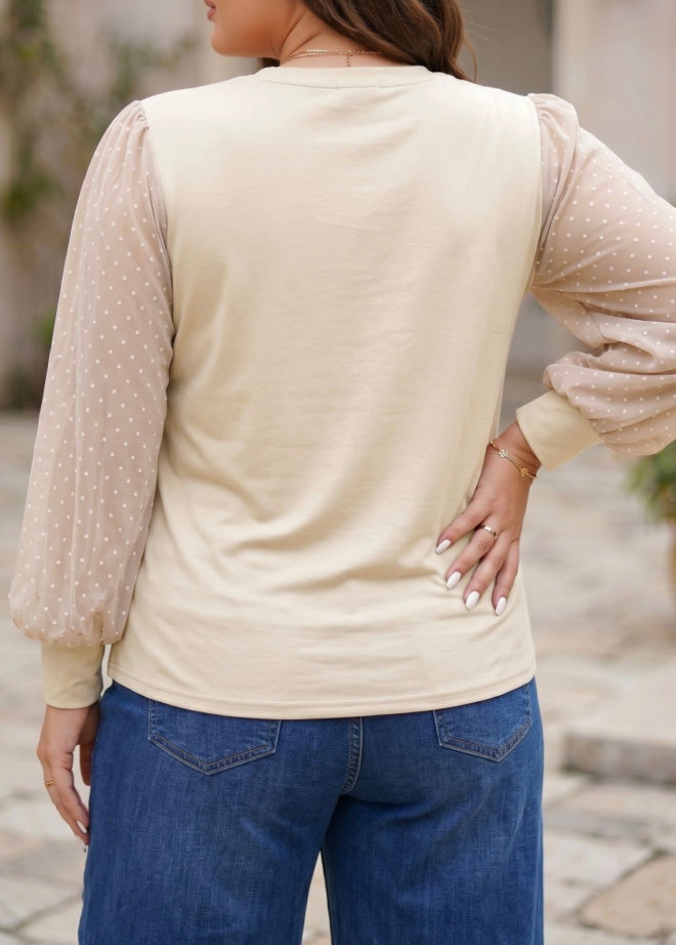 Parchment Polka Dot Long Sleeve