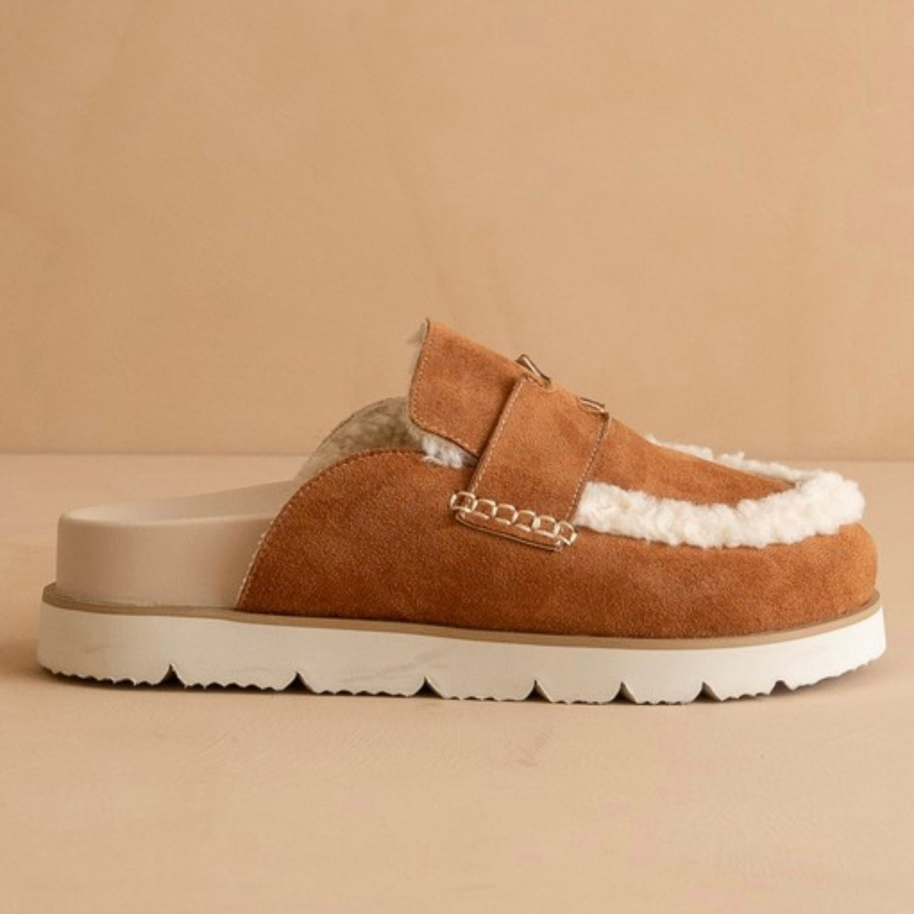 Suede cozy loafer mule
