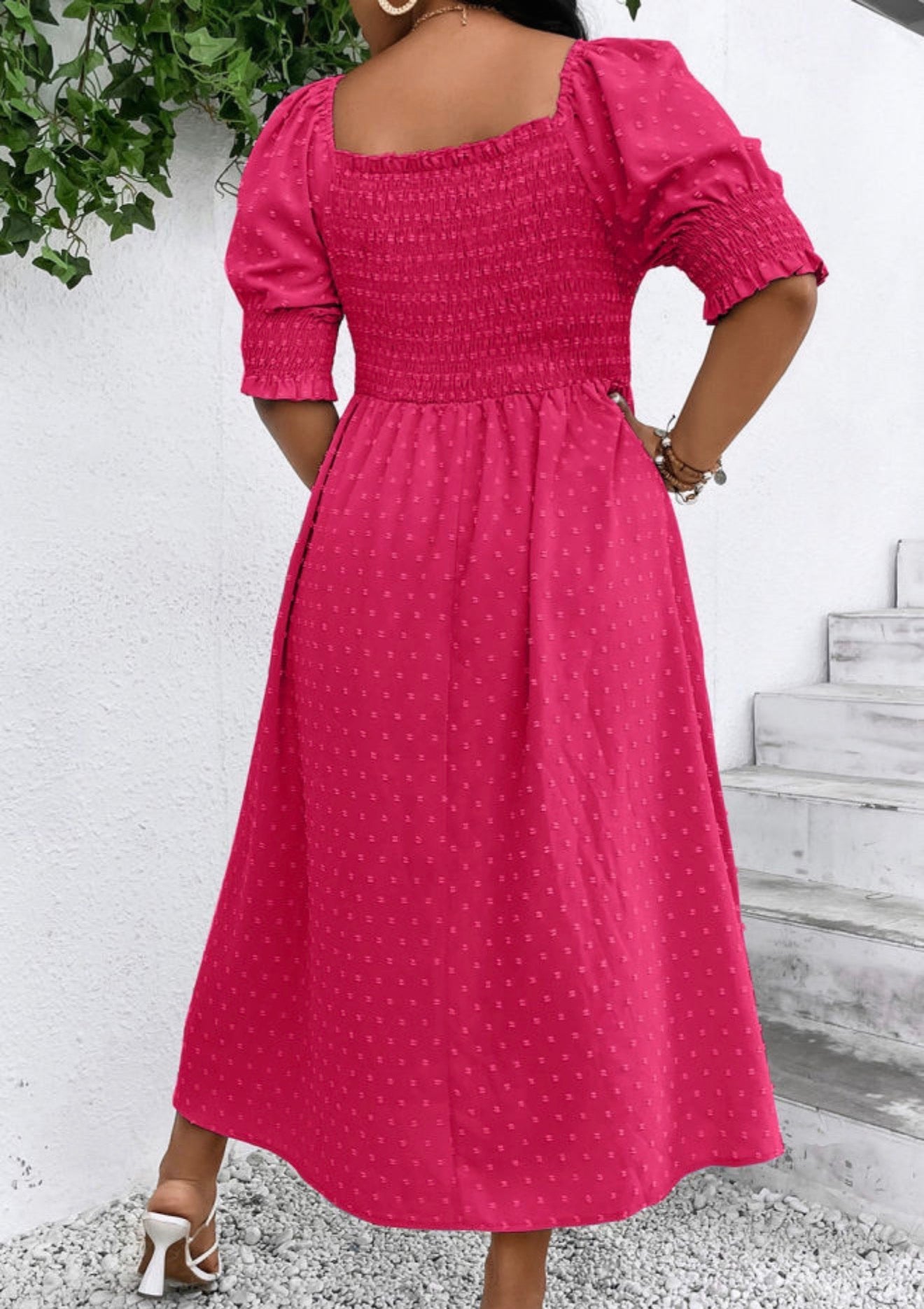 Pink Swiss Dot Dress