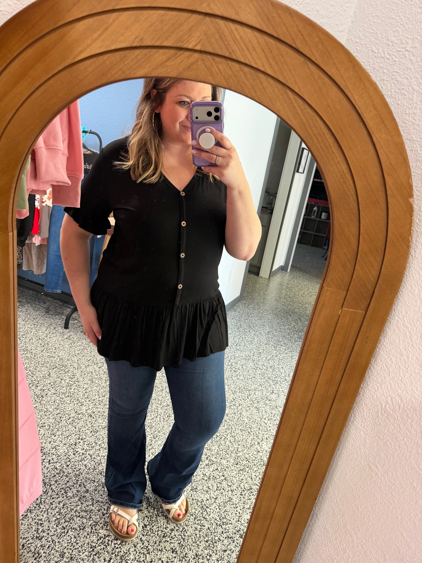 Babydoll ruffled Top with Front Button