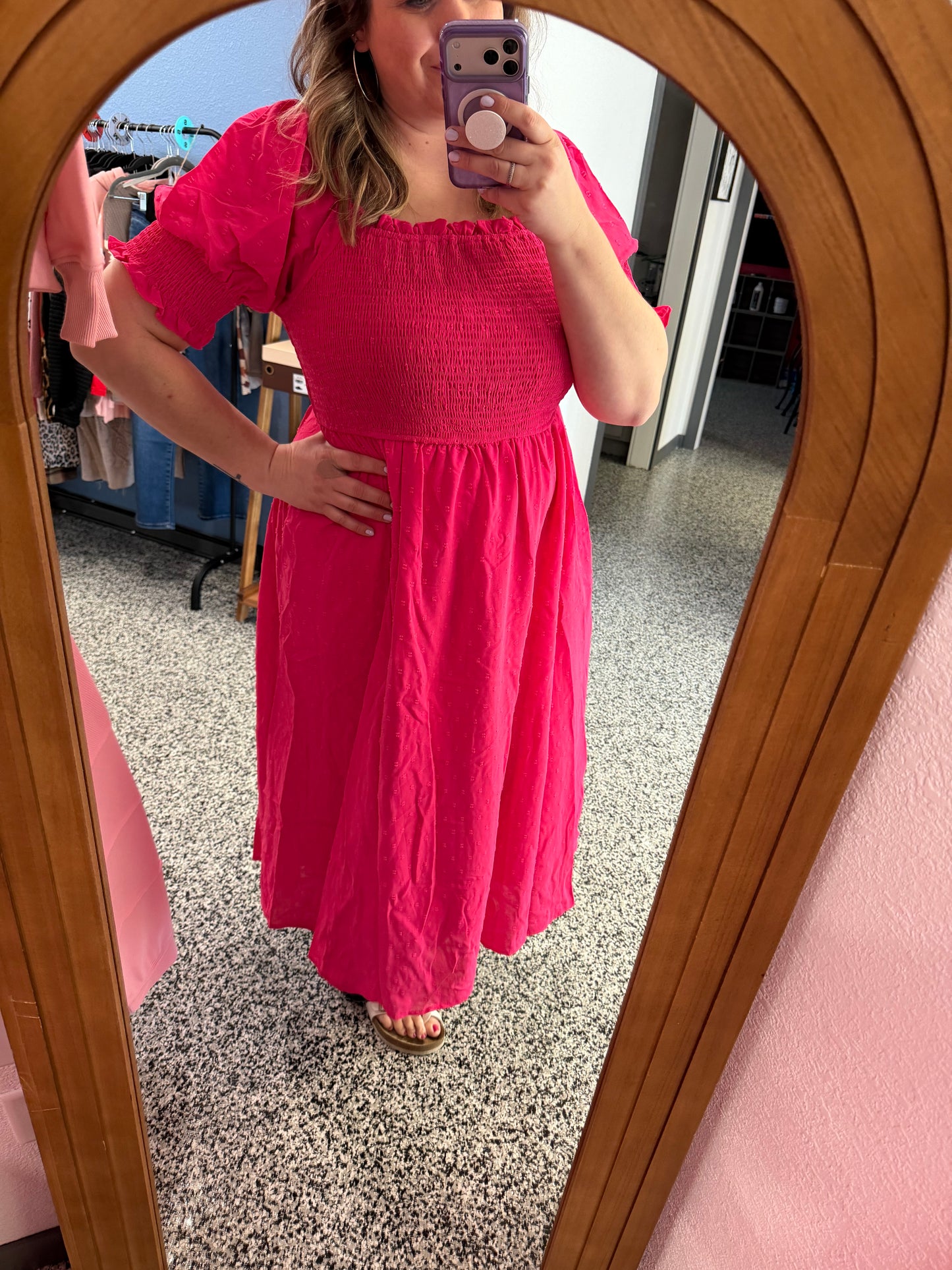 Pink Swiss Dot Dress