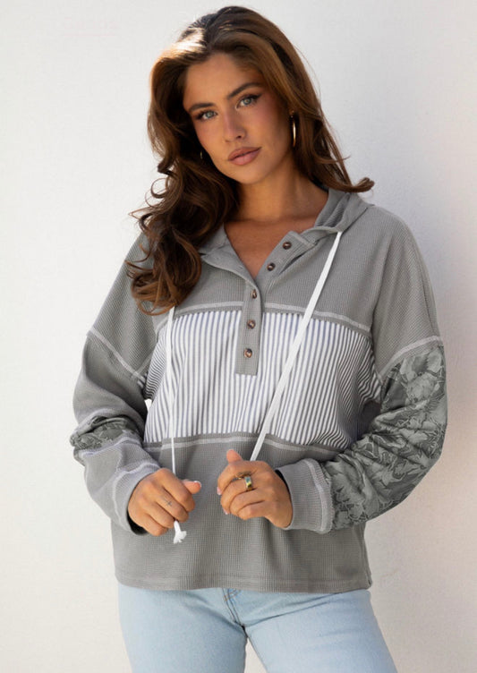 Gray Button Sleeve Detail