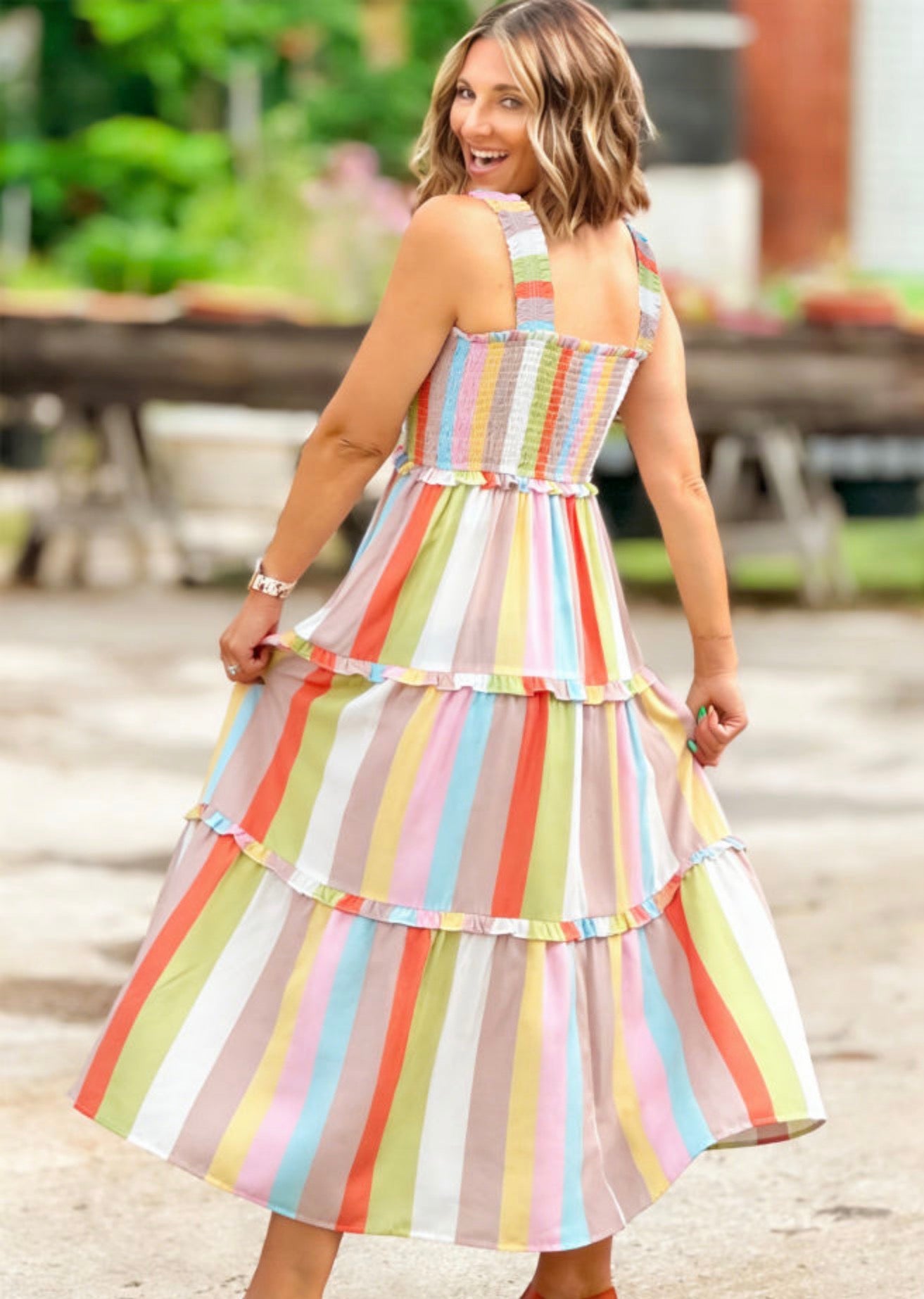 Striped Tiered Maxi Dress