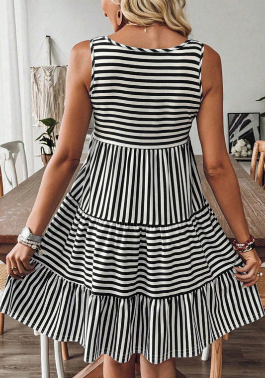 Black Stripe Dress Loose Fit